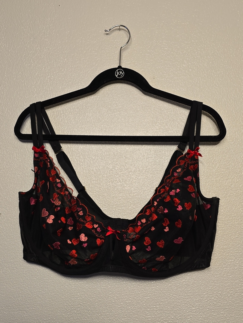 Cacique Mesh Embroidered Heart Underwire Bra
